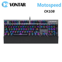 Original Motospeed CK108 RGB blue switch Mechanical English Keyboard Gaming Wired LED Backlit Backlight for Gamer PC desktop