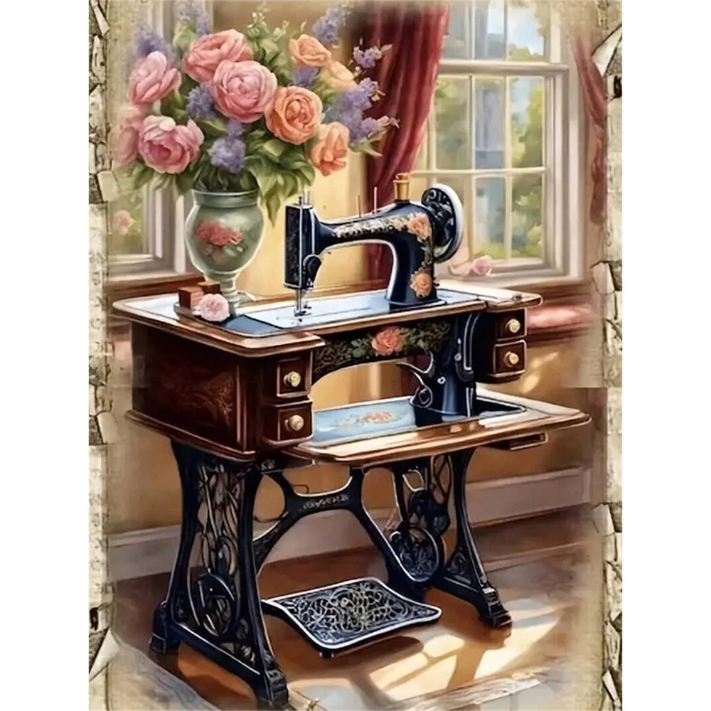 5D DIY Diamant Malerei Nähmaschine Landschaft Geeignet Für Anfänger DIY Fenster Diamant Mosaik Blume Wohnkultur