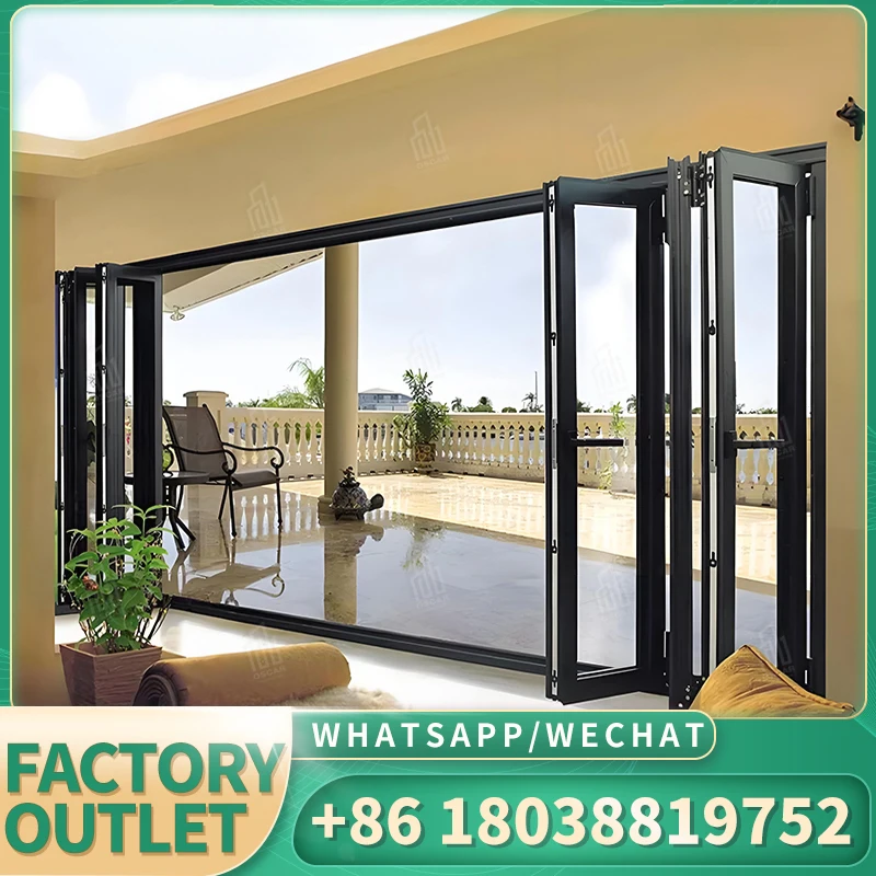 Exterior folding aluminium bifold patio sliding glass doors