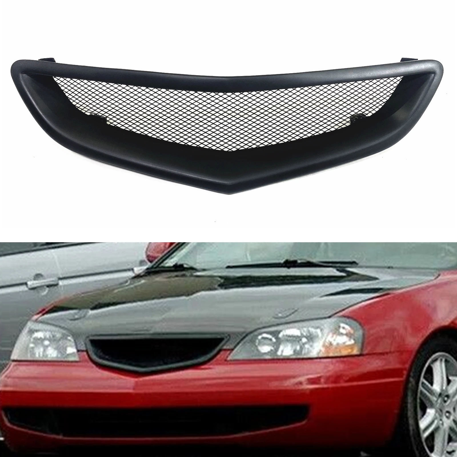 

For Acura 3.2 CL Coupe 2001 2002 2003 Front Grille Grill Honeycomb Style Fiberglass/Carbon Fiber Car Upper Bumper Hood Mesh Grid