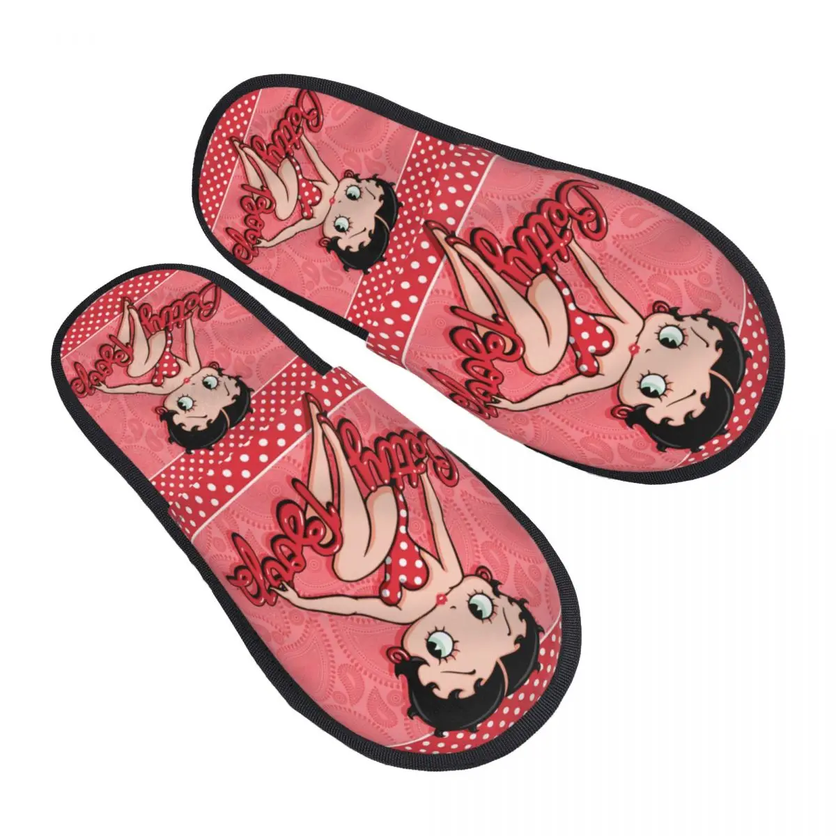 Custom Cartoon Girl Boop Bettys Soft Memory Foam House Slippers Women Cozy Warm Anti-skid Sole Slipper