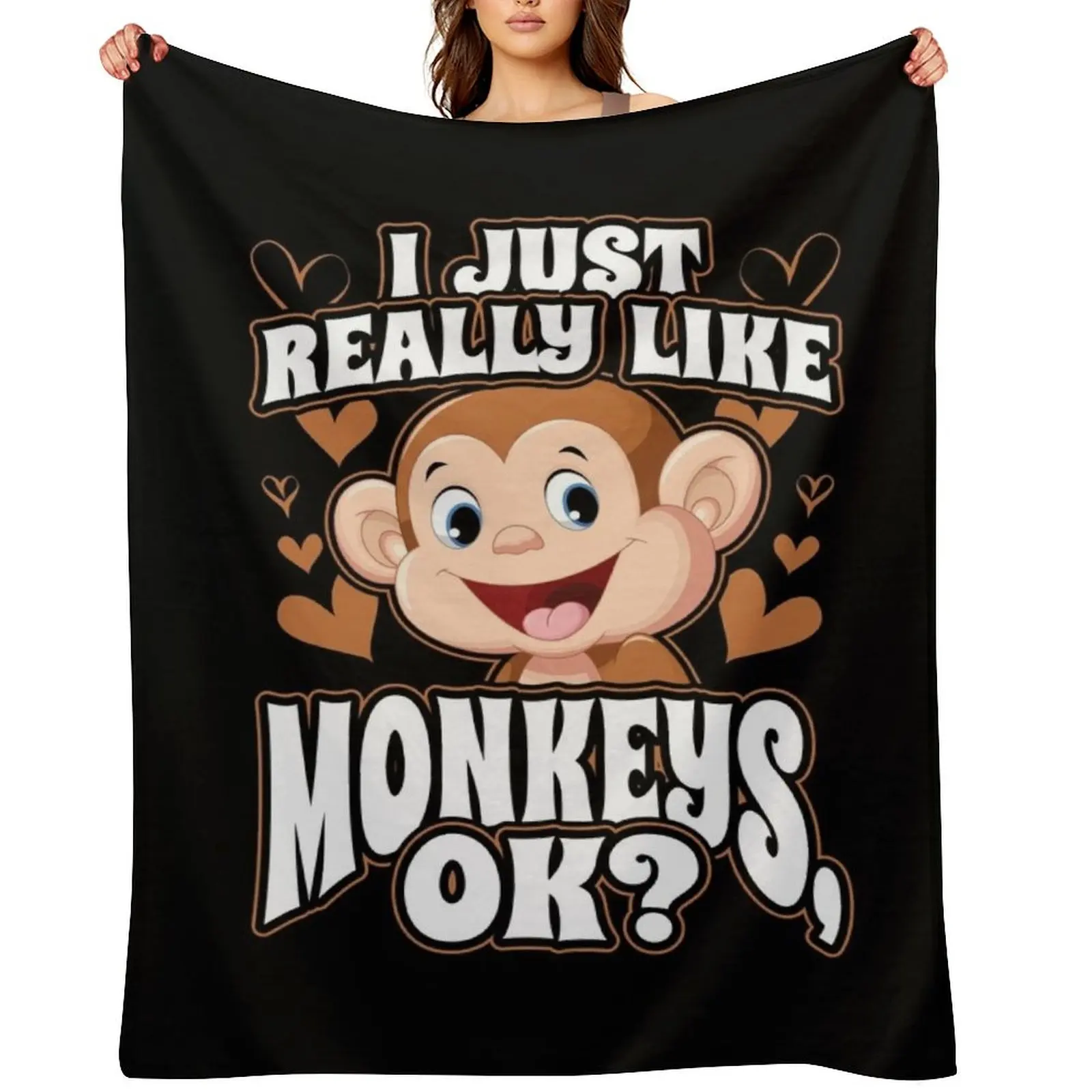 

I Just Really Like Monkeys OK Throw Blanket Vintage Cute Plaid Bed For Baby Blankets