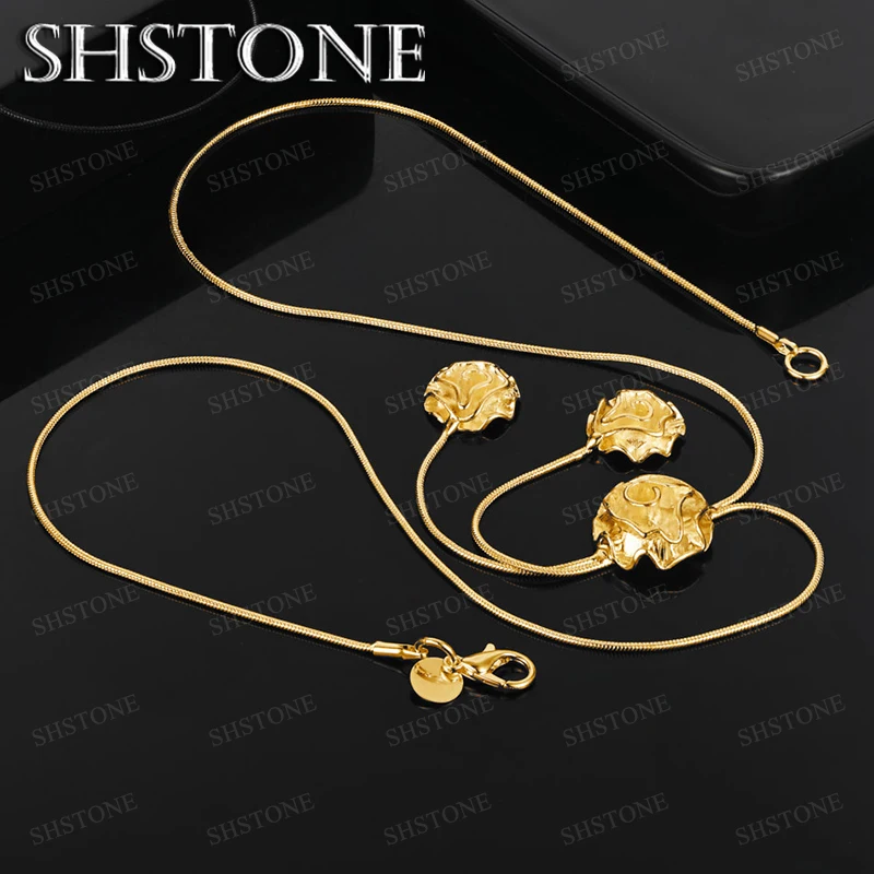 

50cm 18k Gold Flowers Necklace Snake Chain For Women Engagement Wedding Party Elegant Luxury Fashion Charm Jewelry Gifts