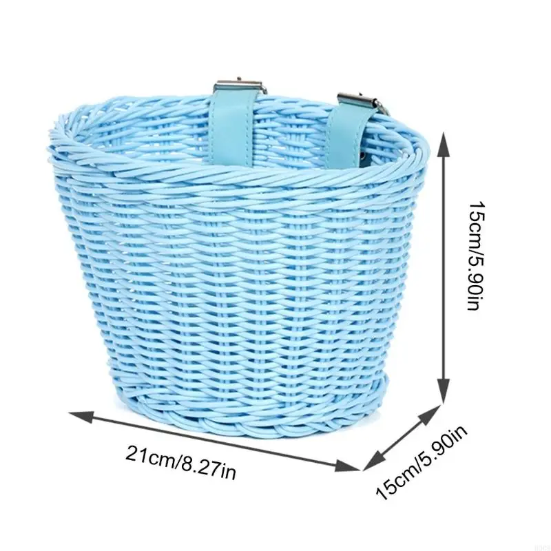 900B Bicycles Wicker Basket Front guidão cesto com ajuste a capacidade Belt Plástico Wovens Bikes Basket para bicicletas