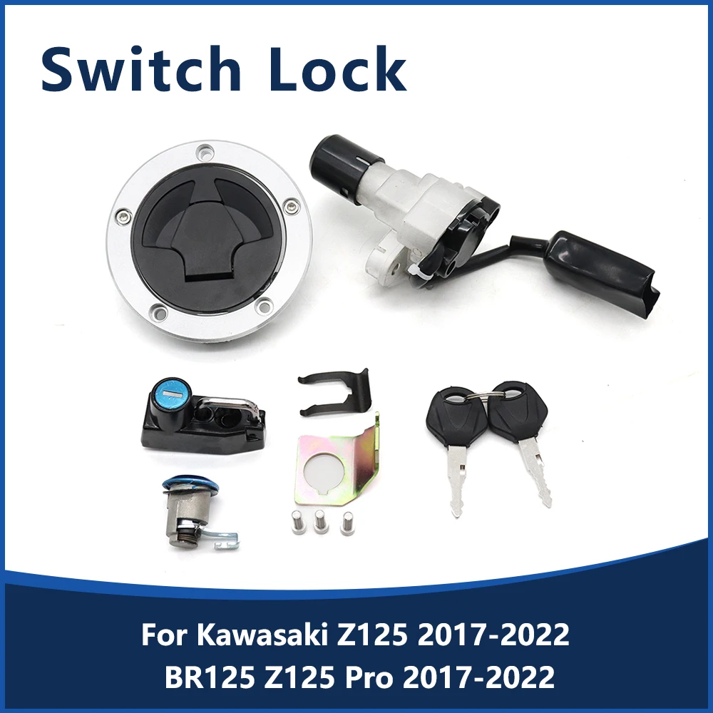 

Motorcycle Ignition Switch Fuel Gas Cap Seat Lock Key For Kawasaki Z125 2017-2022 BR125 Z125 Pro 2017-2022 BR 125 Z 125