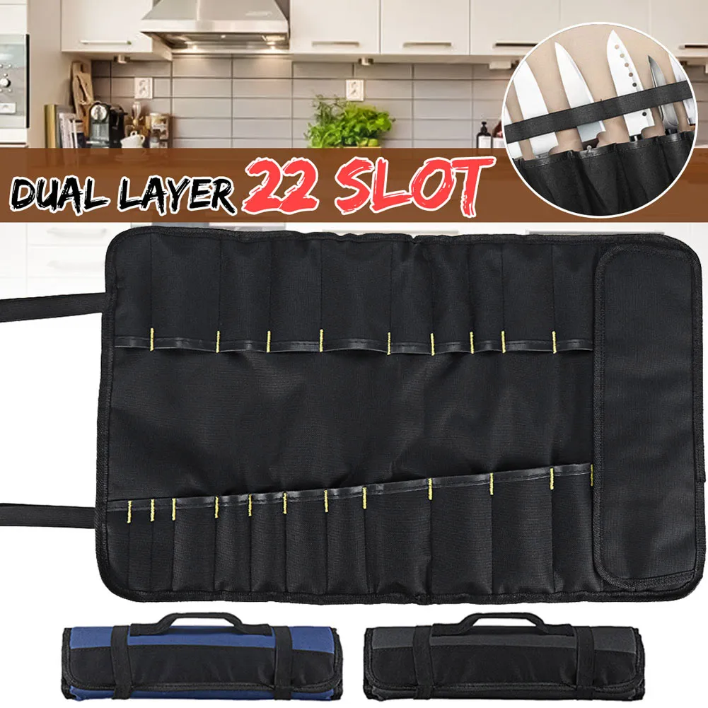 22 Pocket Chef Cutter Roll Bag custodia per il trasporto portatile custodia per cucina cucina in tessuto Oxford 22 tasche borsa per il trasporto borsa per il trasporto