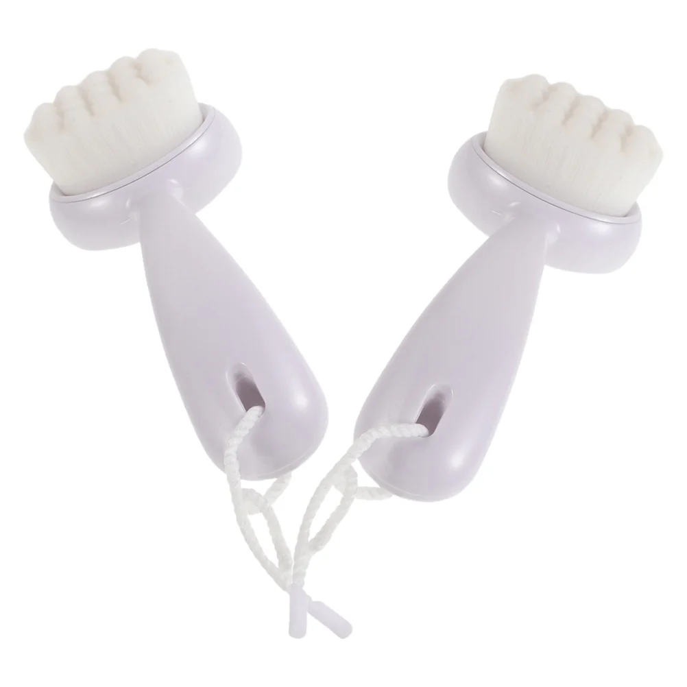 2 Stuks Facial Scrubber Borstel Handleiding Zachte Haren Lange Steel Gezicht Cleanser Diepe Reiniging Mee-eter Verwijderen Huid Exfoliërende Borstel
