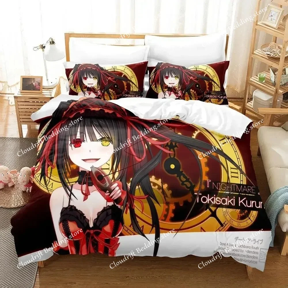 New Date A Live Tokisaki Kurumi Bedding Set Single Twin Full Queen King Size Bed Set Aldult Kid Bedroom Duvet Cover Sets Anime