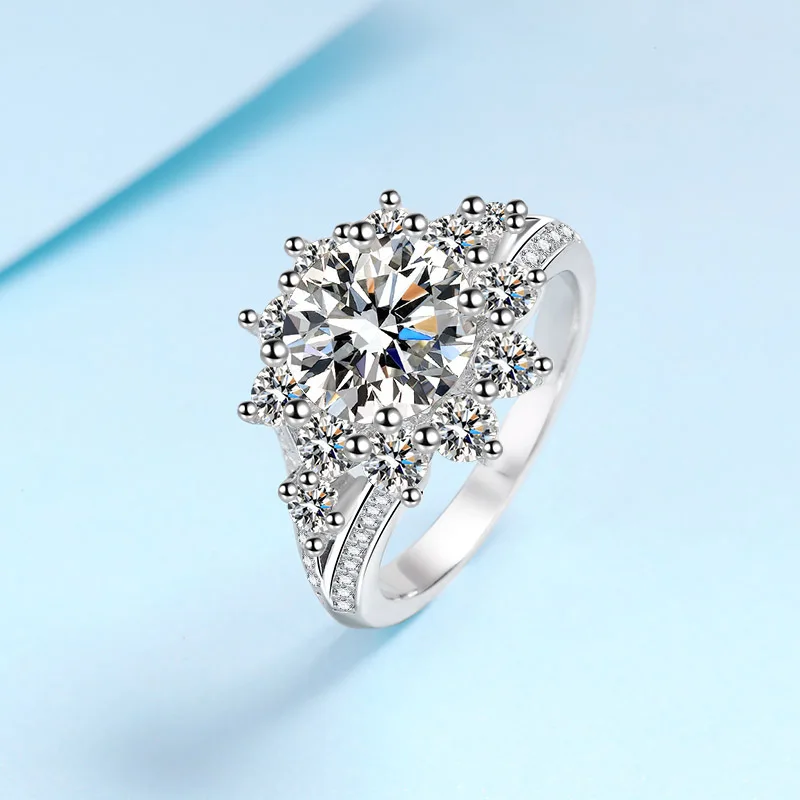 Fashion design diamond ring women 3 carat moissanite luxury ring pt950 ring manufacturers wholesale