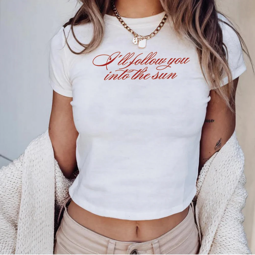 ARIRANG Into The Sun Crop Top Kpop Shirt I'll Follow You Into The Sun Tee Women Letter Printed T-shirt Women Fitted Crop Tops