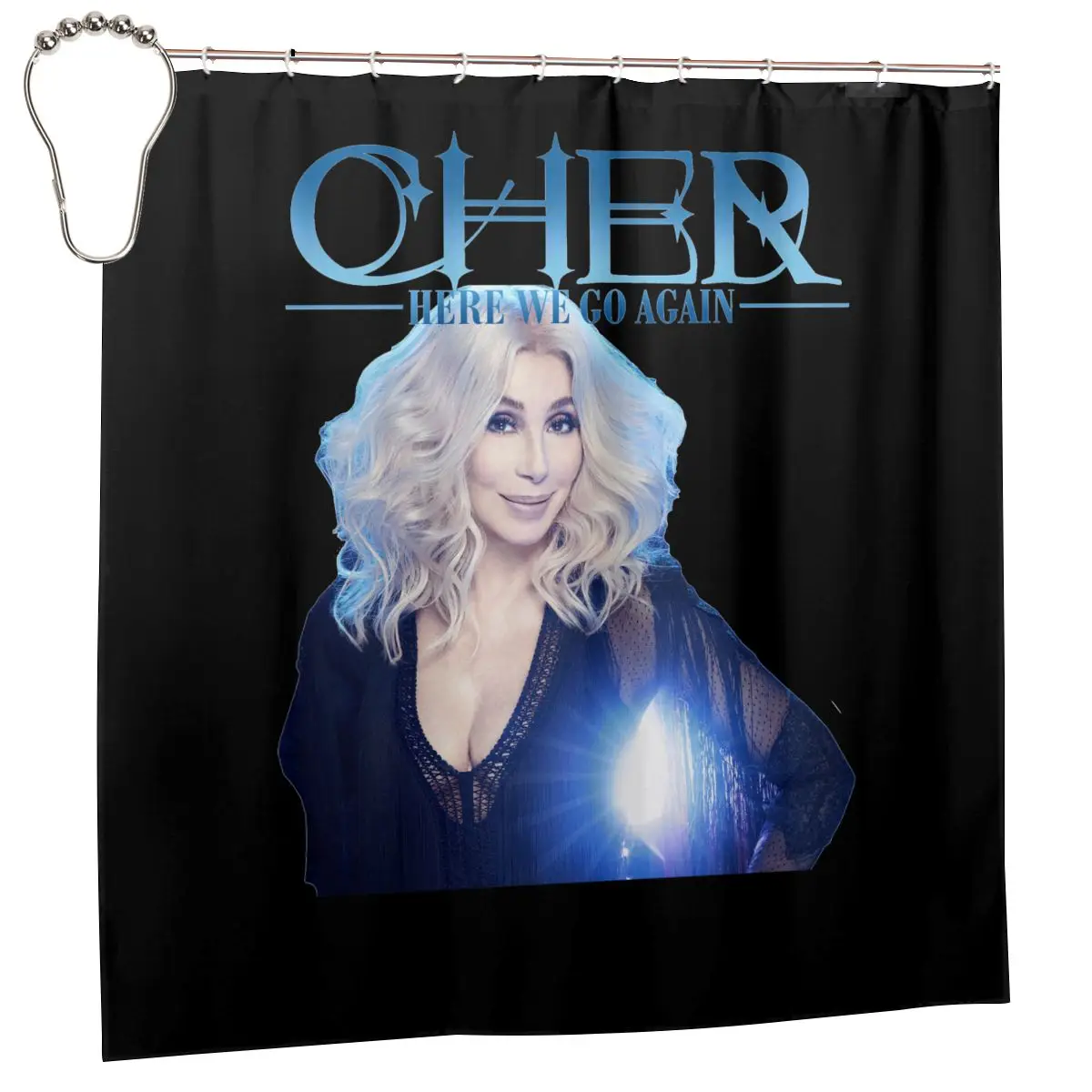 66149-Cher Here We Go Again Tour 2019 Shower Curtain Bathroom Curtain Nordic With Hook Waterproof Fabric