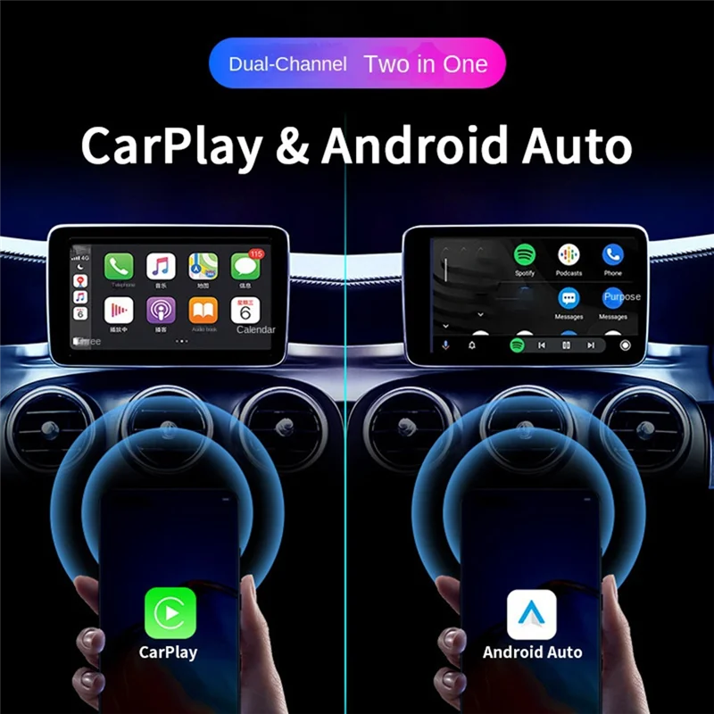 

2 In 1 Wireless Carplay Adapter With RGB Lighting Car Adapter Seamlessly Convert Wired Android Auto To Wireless
