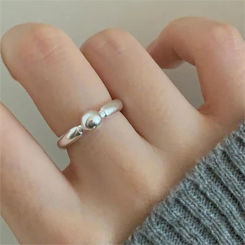 

New in 925 Sterling Silver Round Ball Adjustable Women's Rings Wedding Luxury Designer Jewelry Wholesale Jewellery Moneys 925