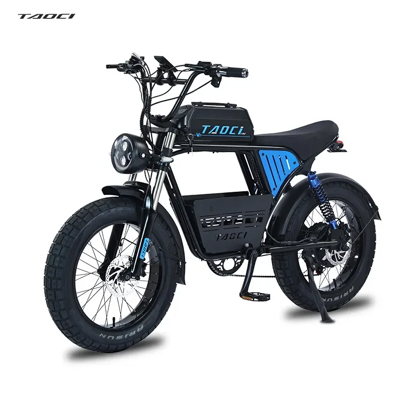 20 Inch Retro Fat Tire Electric Mountain Bike Dual Suspension Long Battery Life Smart E Bike for Snow and Off Road Riding