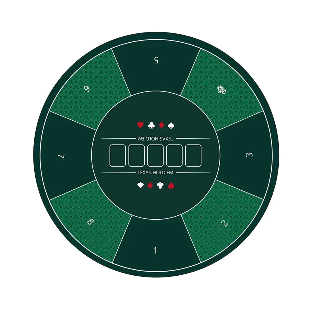 

Waterproof Rubber Casino Texas Hold'em Tablecloth Round Poker Game Mat Portable Poker Table Cover Mat for Home Entertainment