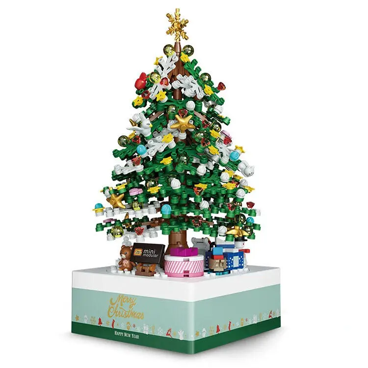 LOZ 1237 mini Block Teens Building Boys Toys DIY Bricks Christmas Tree Girls Gift Music Box Women Presents Home Decor