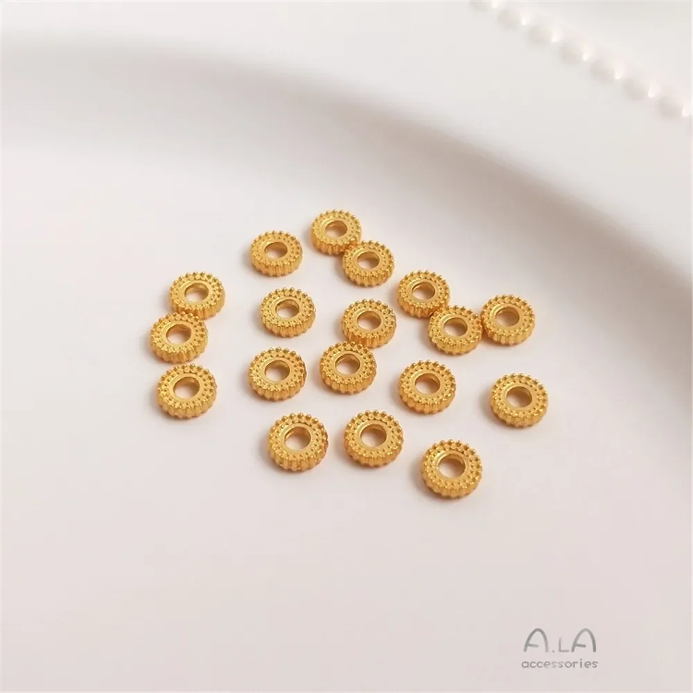 Dumb sand gold color twist edge round wheel bead septa DIY hand string bracelet first accessories