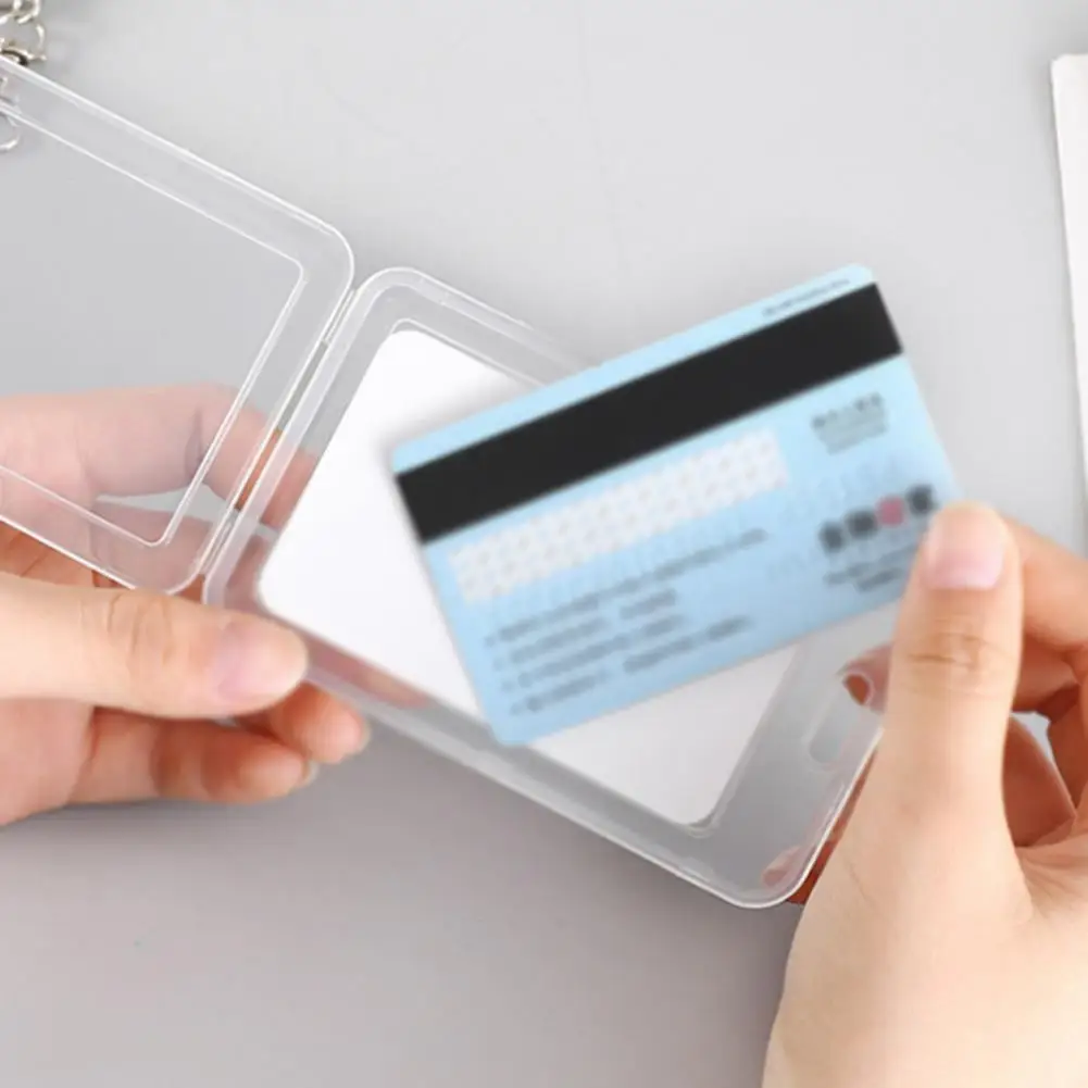 1 szt. Prosty, przezroczysty zestaw na karty: identyfikator studencki, karta autobusowa, portfel z klipsem z PVC, etui na karty, zestaw ze smyczą studencką.