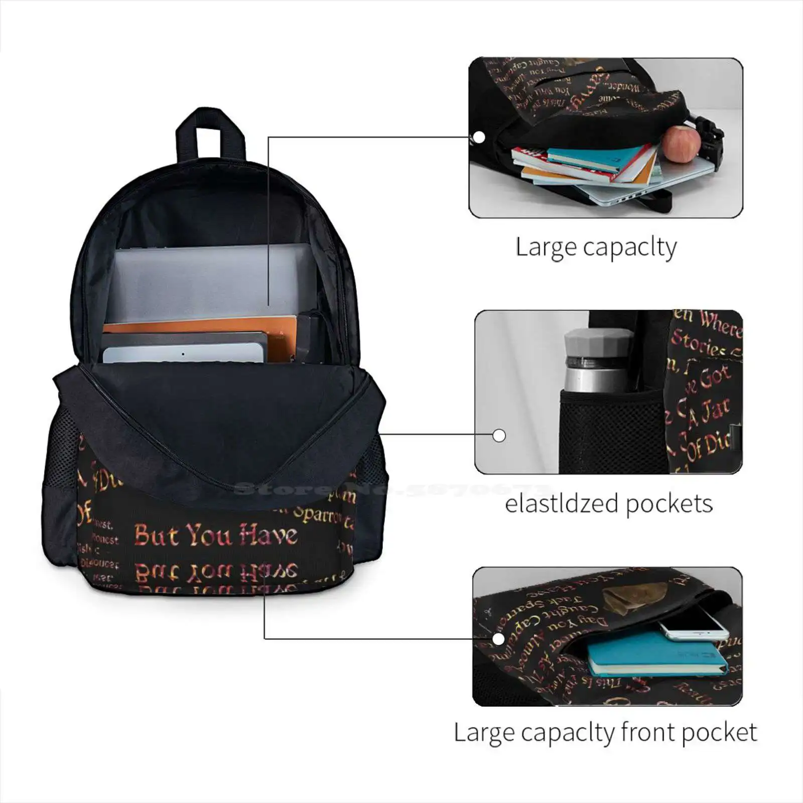 Captain Jack Hot Sale Schoolbag Backpack Fashion Bags Captain Jack Arrr Yo Ho Treasure Hunter Ship Port Royal Quotes Fan Art image 4