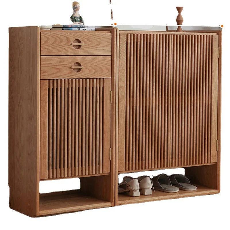 

Cherry wood, full solid, shoe cabinet, household, against the wall, storage, side cabinet, modern, simple, light luxury
