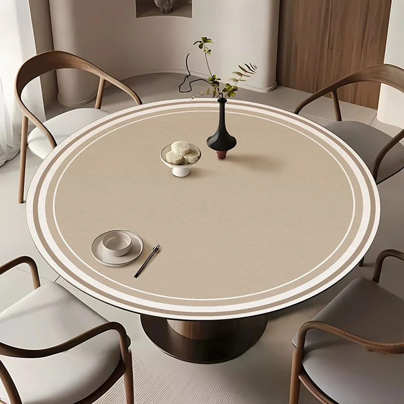INS Nordic Round Tablecloth Oil-proof Print PVC Leather Table Cloth Outdoor Mat Decoration Table Cover Round Leather Tablecloth