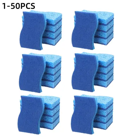 5-50PCS Dishwashing Sponge Cleaning Cloth Sponge Wood Pulp Cotton Three In One Cleaning Kitchen Washing Dishes And Pots Removing