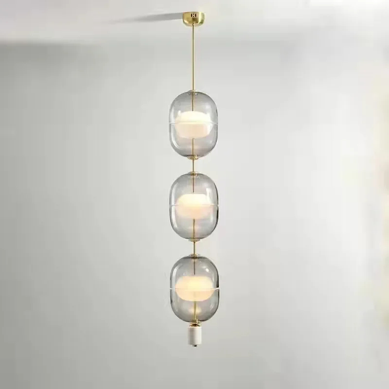 Plafonnier LED en verre ambré et métal, design nordique créatif, luminaire décoratif d'intérieur, idéal pour une chambre à coucher ou un restaurant