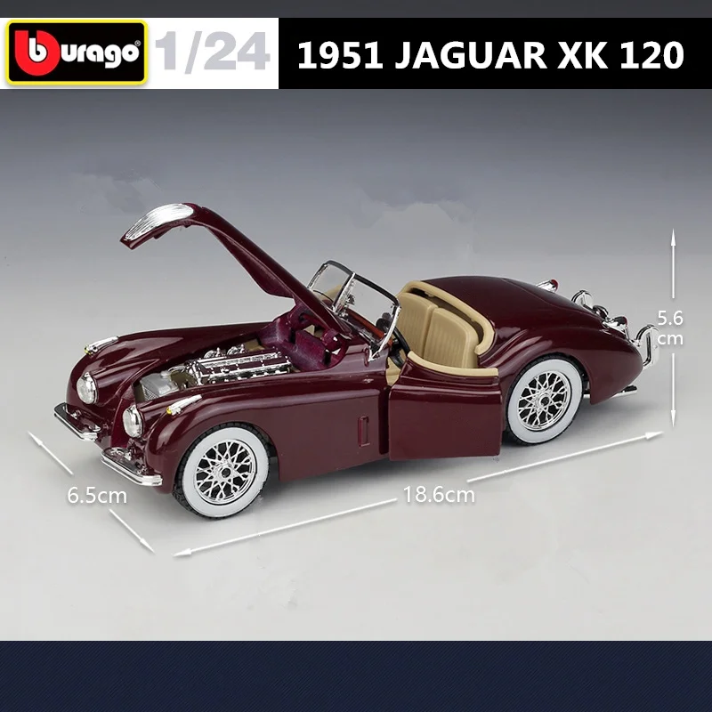 Bburago 1:24 1951 Jaguar XK120 Roadster Alloy Classic Car Model Diecast Metal Toy Retro Car Vehicles Model Simulation Kids Gifts