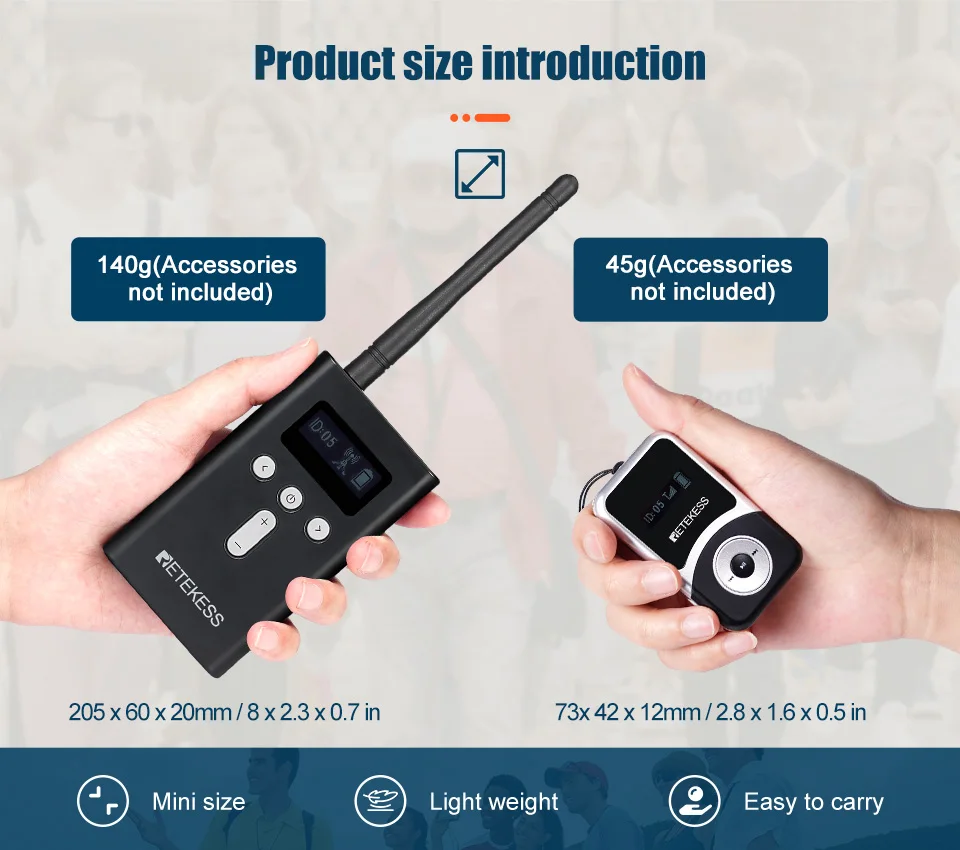 Retekess T130S Tour Guide System Audio Guide, 2. Generation T130 Mic Long Standby Transmitter Empfänger Radio Guide für Tourentraining – Detail 13