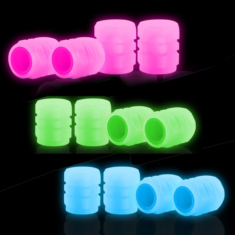 4/8/12/20pcs Luminous Car Tire Valve Caps Fluorescent Motorcycle Bicycle Wheel Tyre Hub Night Glowing Cap Tire Valve Cover Decor