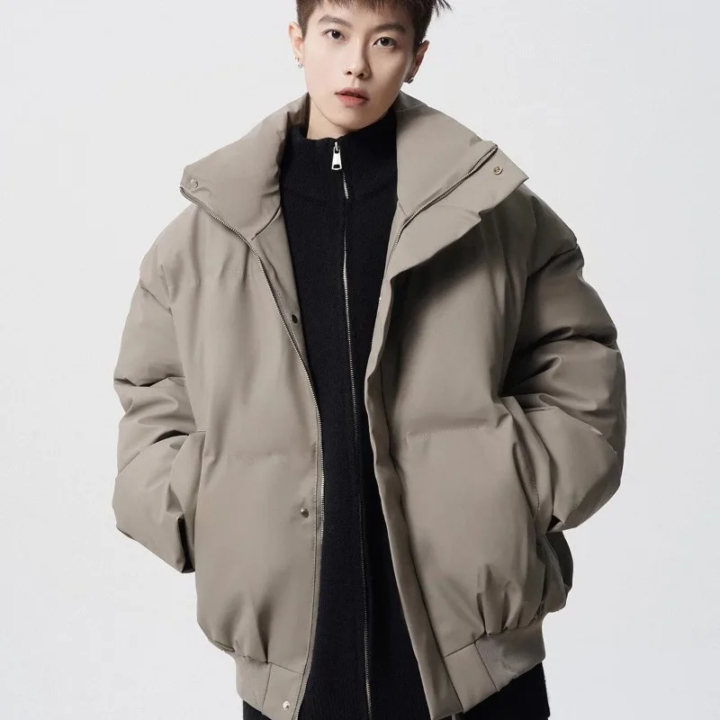 Streetwear Men's Parkas Youth Winter Coats for Women Unisex PU Leather Windproof Padded Jackets Men Winter Clothes Outerwears