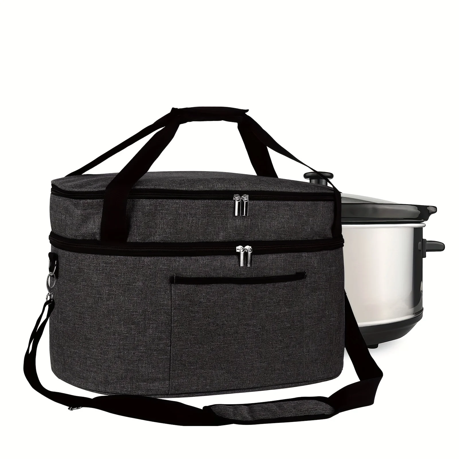

2-Layer Insulated Waterproof Slow Cooker Bag For Crock-Pot 6-8Qt - Black&Grey Easy Carry For Travel/Potluck | 24-hour Shipping