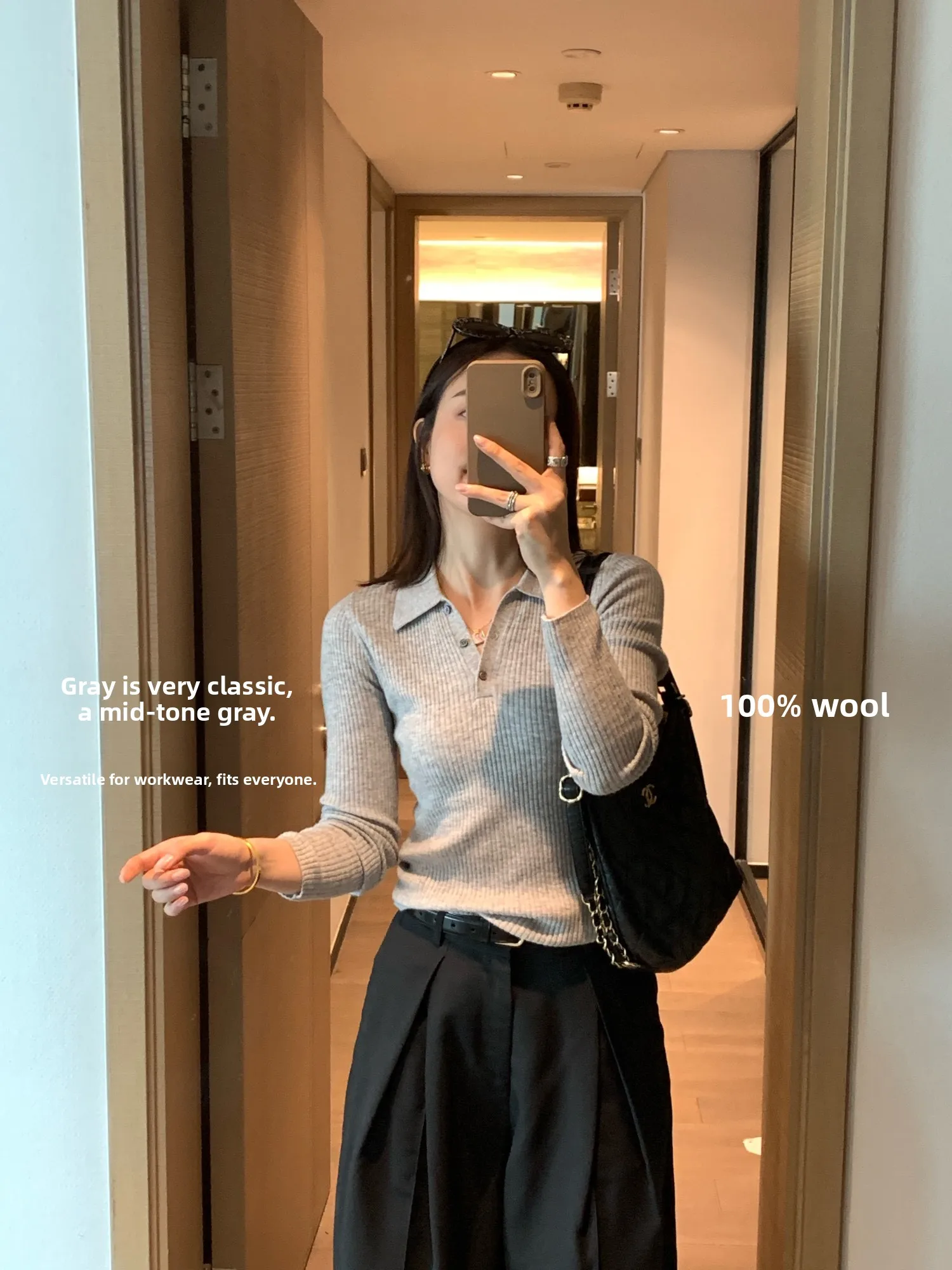 

Pure Wool Yarn 00% Wool Slim Fit Knitted Base irt for Women Soft Korean Sle Long Sve V Ne Button up Sweater