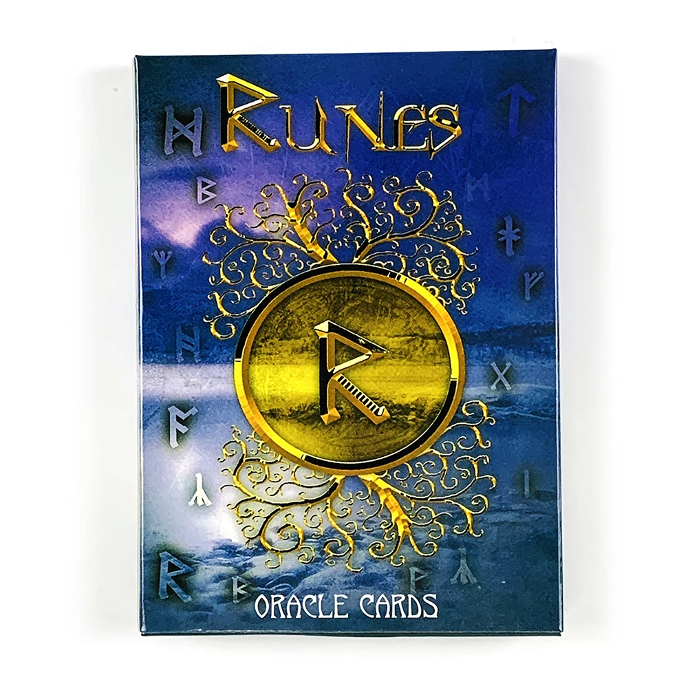 New Runes Oracle Cards 24 Cards Nordic Rune Oracle Cards Mystic Divination Deck Board Game for Spiritual Meditation 10.3*7.3cm