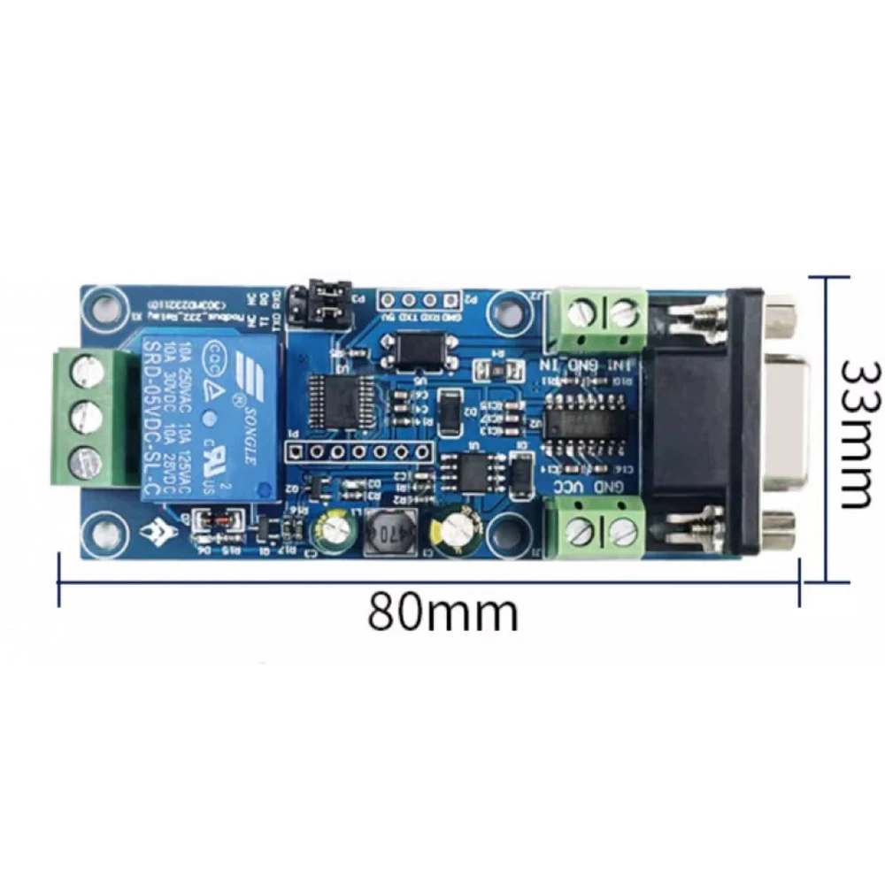 1 Way Input Relay Board with Relay Switch Indicator Light DC7-24V Power Supply Modbus RTU Single Relay Module RS232/TTL UART