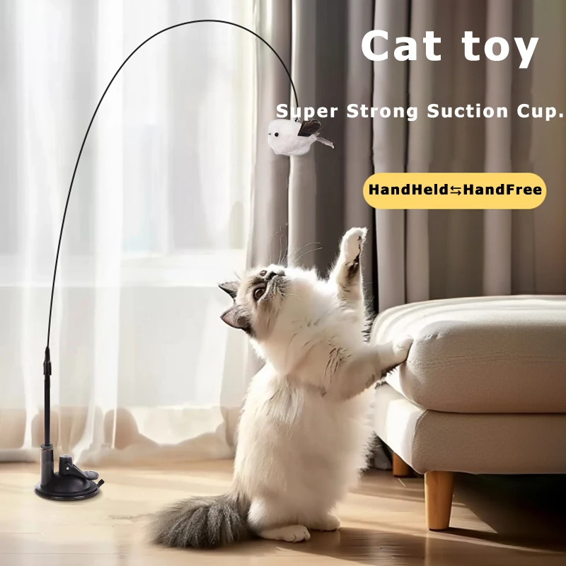 Simulation Feder Vogel interaktive Katzen spielzeug lustige Vogel mit Glocke Katze Stick Spielzeug für Kätzchen spielen Teaser Zauberstab Spielzeug Katze liefert