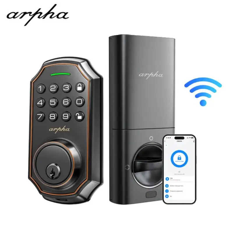 Arpha Smart Lock ‎D180W WiFi Smart Door Lock with Keypad Electronic Door Lock with 50 Codes One-Time Password Easy to Install