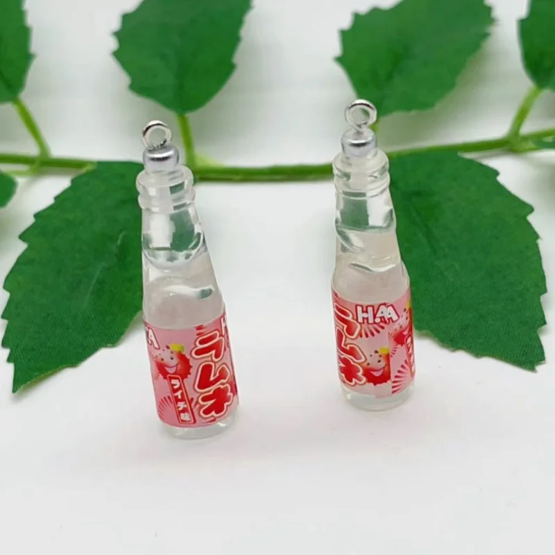 10Pcs Plastic Pop Cola Soda Drinks Beverages Charms Juice Alcohol Lemonade Bottle Resin Pendants for Jewelry Making Mini Crafts