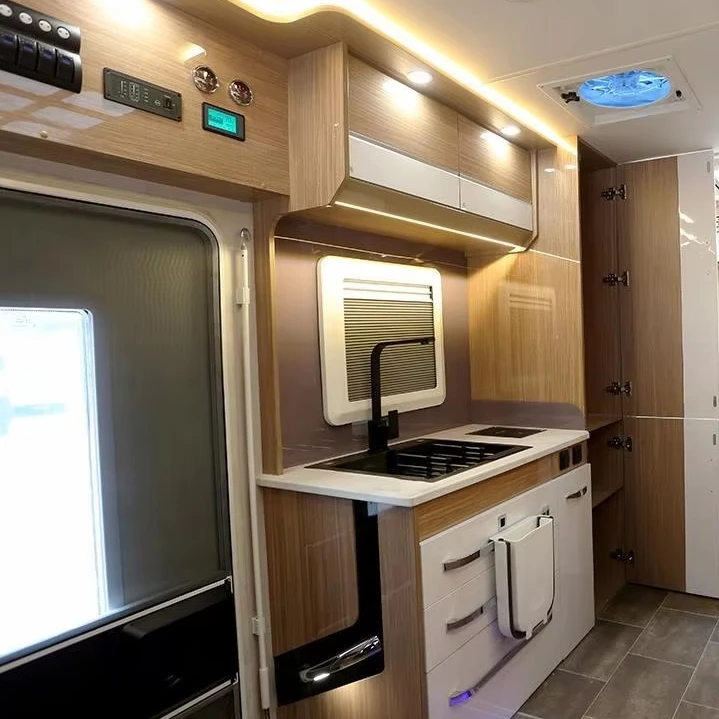 Popular RV Kitchen Cabinet Lightweight Aluminum Cabinet With Water Basin Induction Cooker Large Storage Space