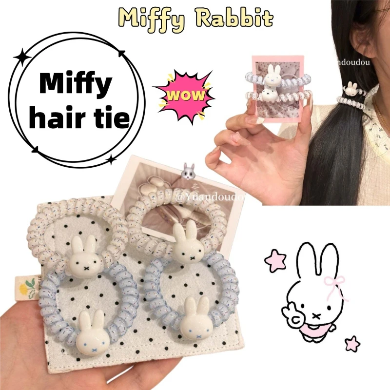 

Cute Cartoon Miffy Telephone Wire Hair Tie High Elasticity Fashion Ponytail Hair Band Simple Hair Accessory Holiday Gift
