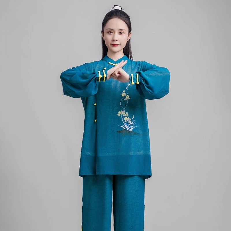 بدلة نسائية أنيقة من Taichi Kung Fu موحدة ذات ثنى سائل قابلة للتنفس ومريحة للفنون القتالية الصينية التقليدية