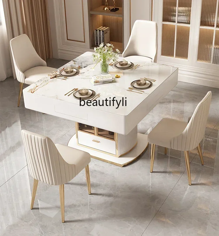 

Modern light luxury automatic mahjong dining table integrated dual-purpose high-end simple, dedicated
