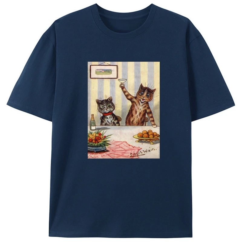 

Louis Wain Toasting Cats T Shirt - Choice Of Size & Colours New Cool Tee Shirt