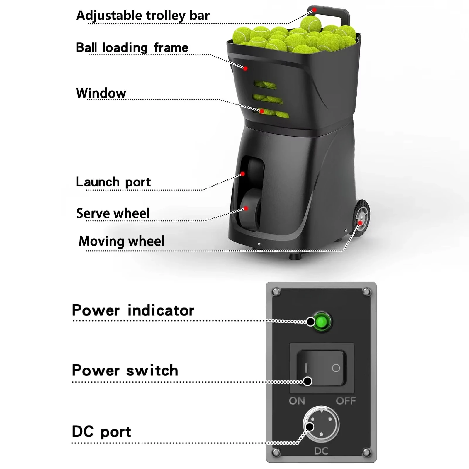 자동 20-120KM/H 속도 푸순 PT 스마트 프로 테니스 공 훈련 기계 앱 제어 패들 테니스 슈팅 기계