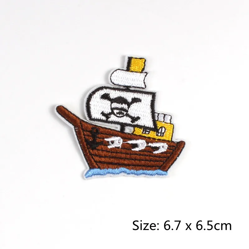 Random Mix Vessel Patches Embroidery Cartoon Boat Stickers Iron On Ship Badge Sewing Clothes Appliques DIY Clothing Bags Patch