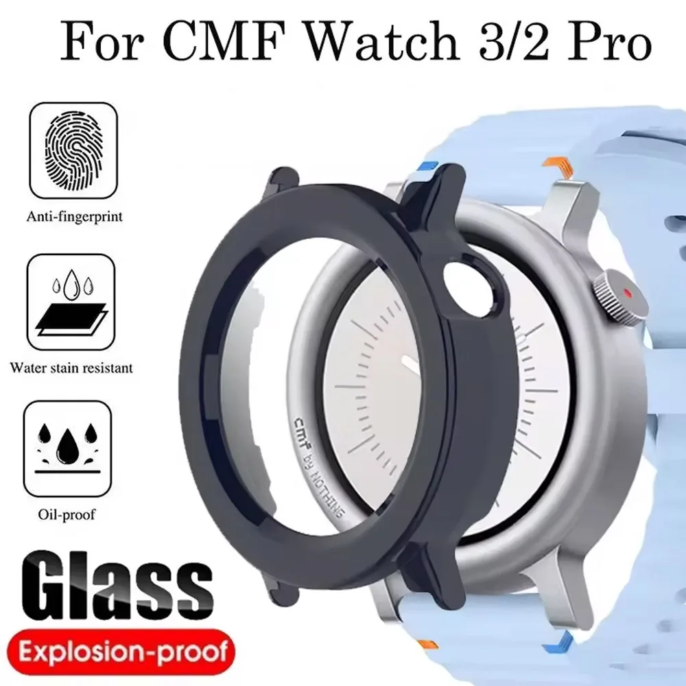 PC-Gehäuse + Glas für Nothing CMF Watch 3 Pro Glas-Displayschutzfolie und schützende Stoßstangenabdeckung für CMF Watch Pro 2-Schutzstoßstange