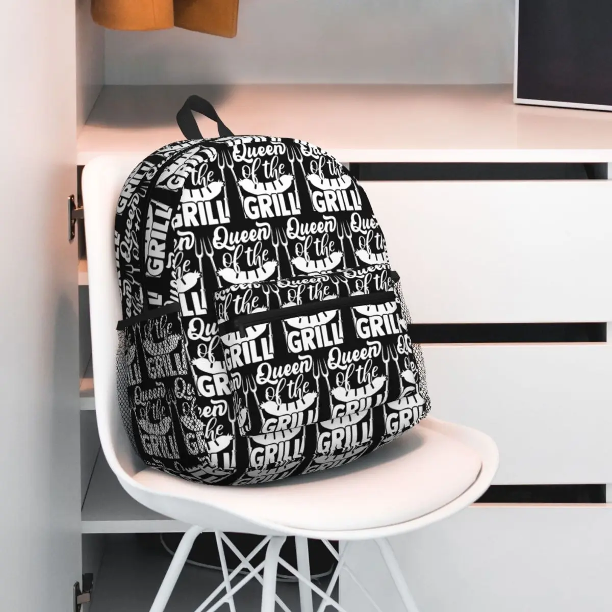 

Queen Of The Grill Backpack Student BookBag Children School Bag Laptop Shoulder Bags for Men Women