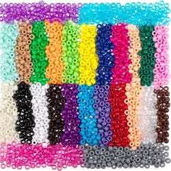 500pcs mixed multicolor plastic Pony beads craft perforated bulk rainbow hair beads bracelet necklace jewelry making accessories