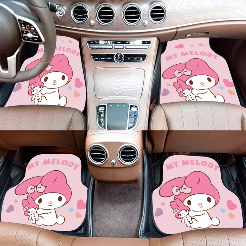 

4pcs Sanrio Kawaii My Melody Car Floor Mats Kuromi Cinnamoroll Anime Cartoon Exquisite Driver Universal Anti-dirty Floor Mats