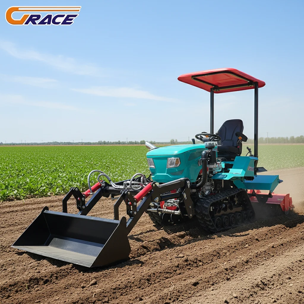 

Customize 35HP Multi Function Track Tractor EPA Mini Crawler Farm Tractor Front Loader Digger Plow